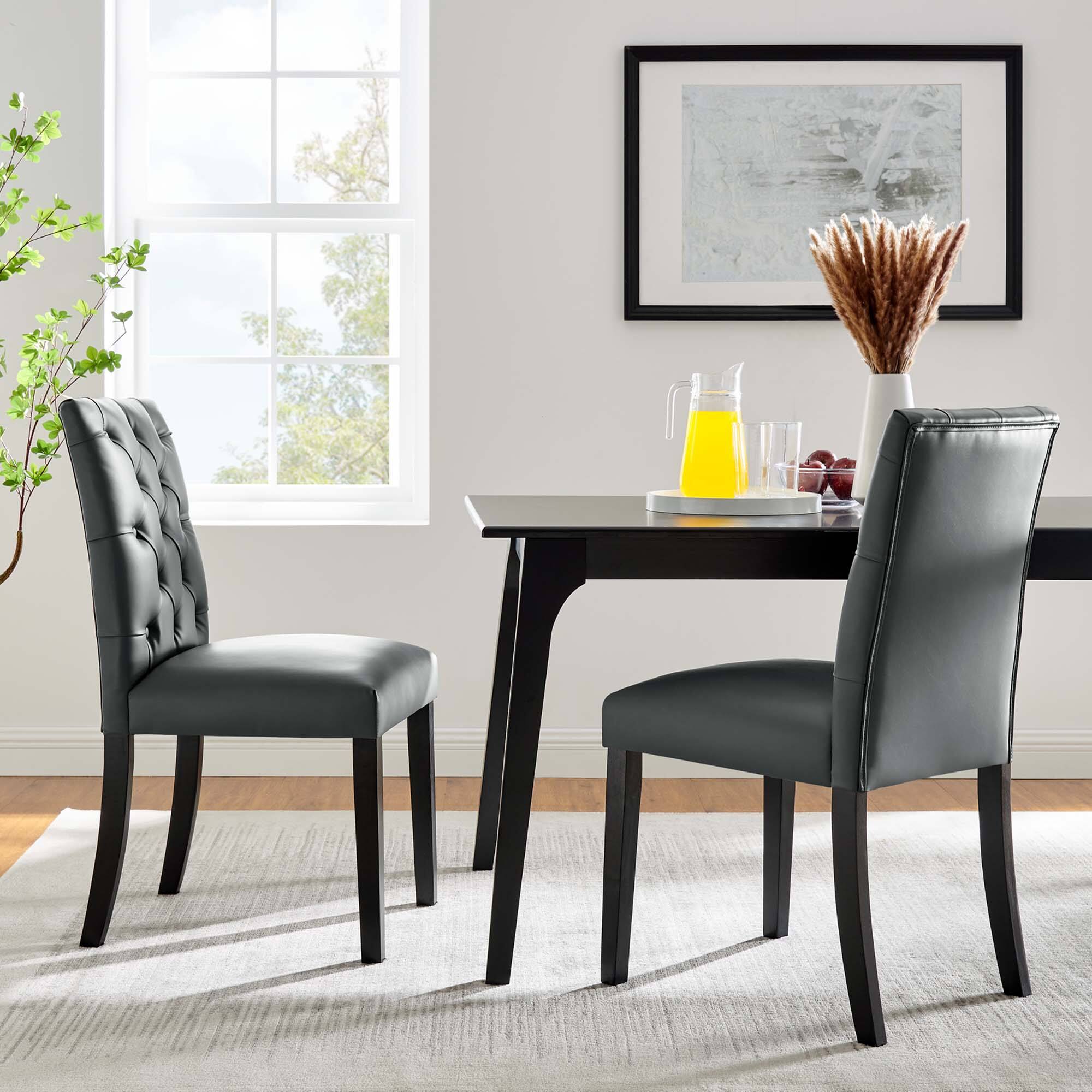 Alt View 4. Modway - Duchess Vinyl Dining Chair Set of 2 by Modway - Gray.
