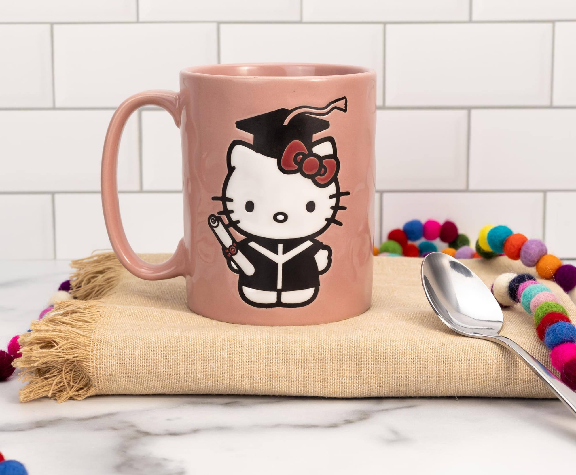 Alt View 2. Silver Buffalo - Sanrio Hello Kitty Graduation Ceramic Pottery Mug | Holds 17 Ounces - Pink.