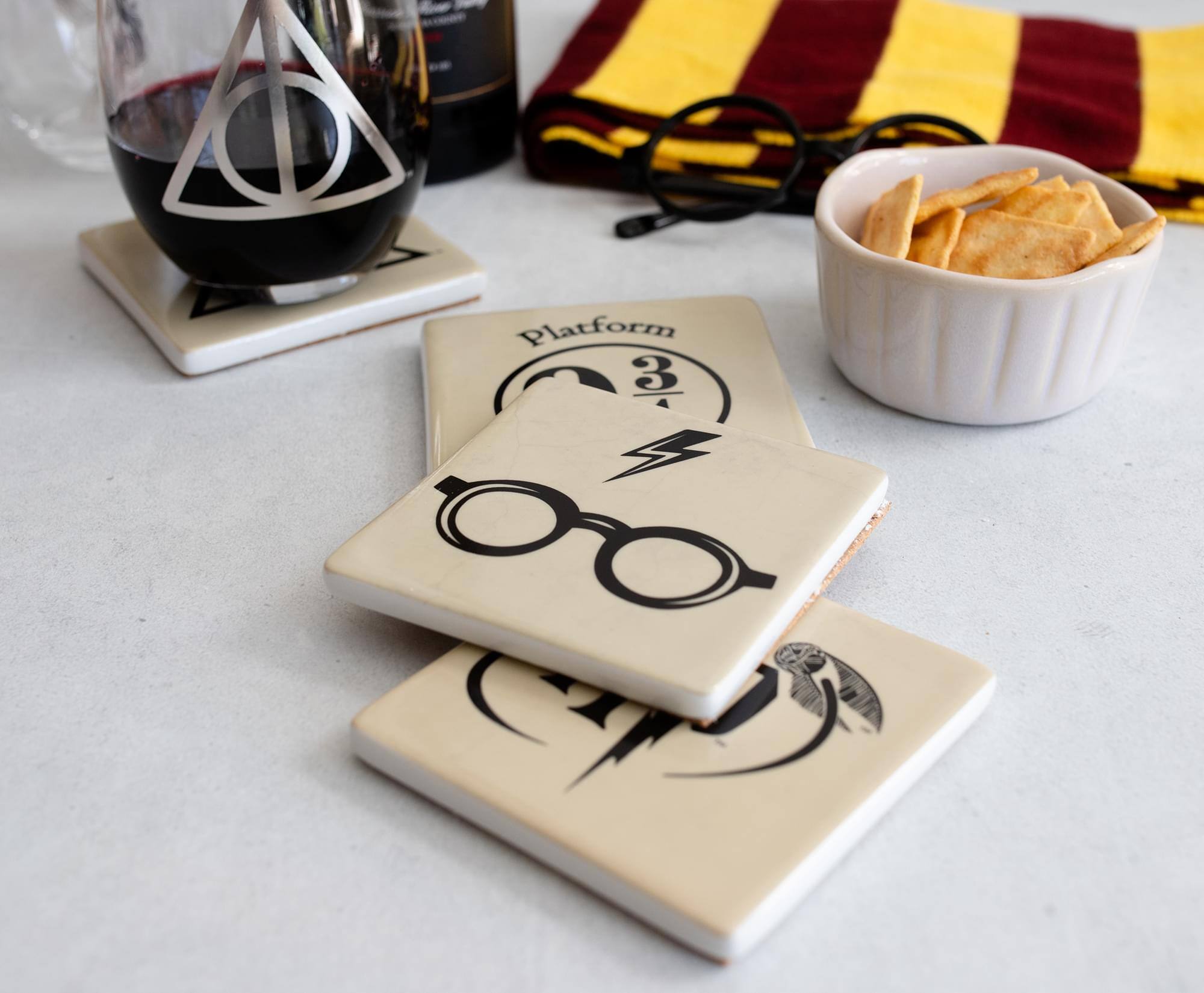 Alt View 2. Harry Potter - Harry Potter Icons Ceramic Square Drink Coasters | Set of 4 - White.