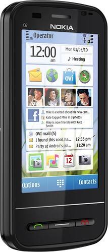 Angle Standard. Nokia - C6-00 Mobile Phone (Unlocked) - Black.