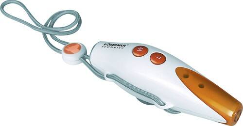 Angle Standard. Doberman Security - Electronic Defense Whistle - White/Orange.