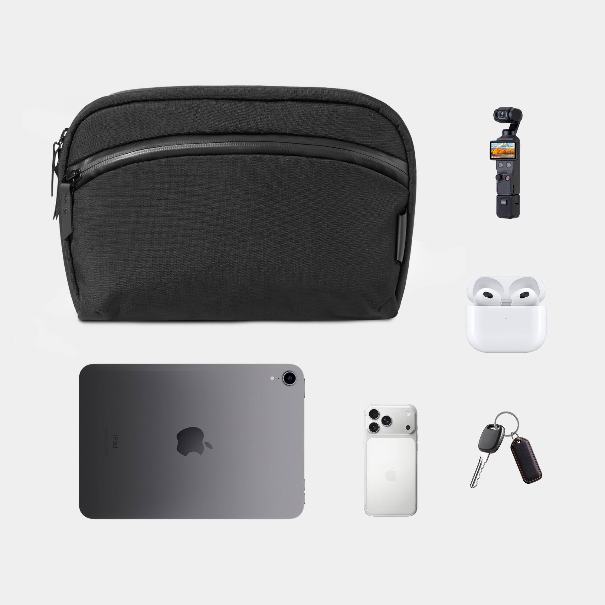 Angle. ALPAKA - ALPAKA Flight Sling 2L Lightweight Packable Travel Sling Bag with Tablet Sleeve and Detachable Strap - Black/Grey Axoflux 400D.
