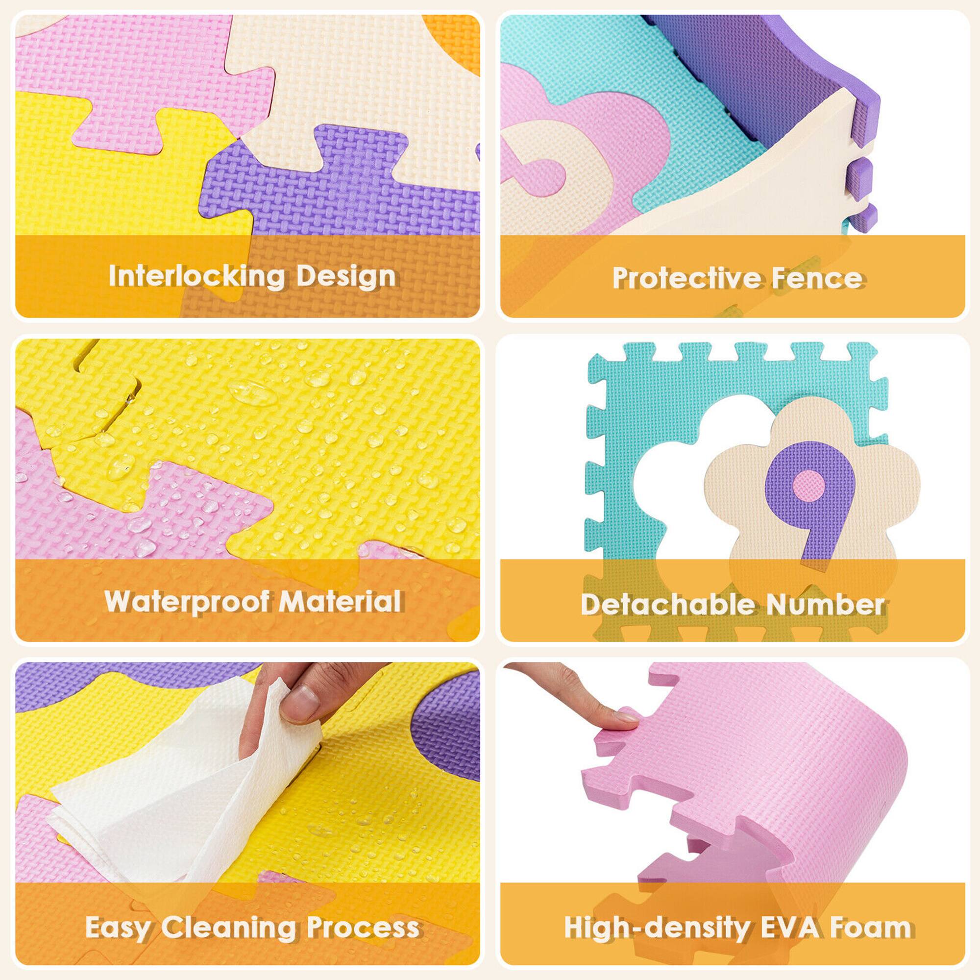 - Interlocking Design
- Protective Fence
- Waterproof Material
- Detachable Number
- Easy Cleaning Process
- High-density EVA Foam