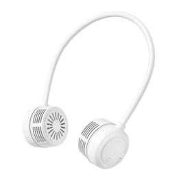 Cluzine - White Neck Portable Fan, 3-Speed, 1000mAh, 360° Airflow, Type-C, Lightweight, Hands-Free