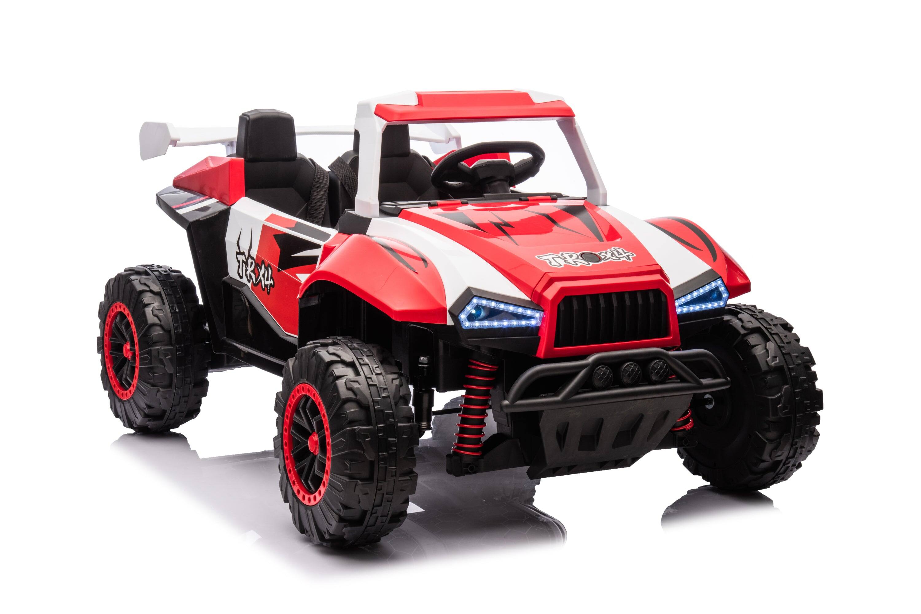 Alt View 2. BreeBe - 24V 2 Seater Ride on Car for Kids, 4x4 Off-Road UTV Toy w/ 4x200W Powerful Motors Ride On Car - White+Red.
