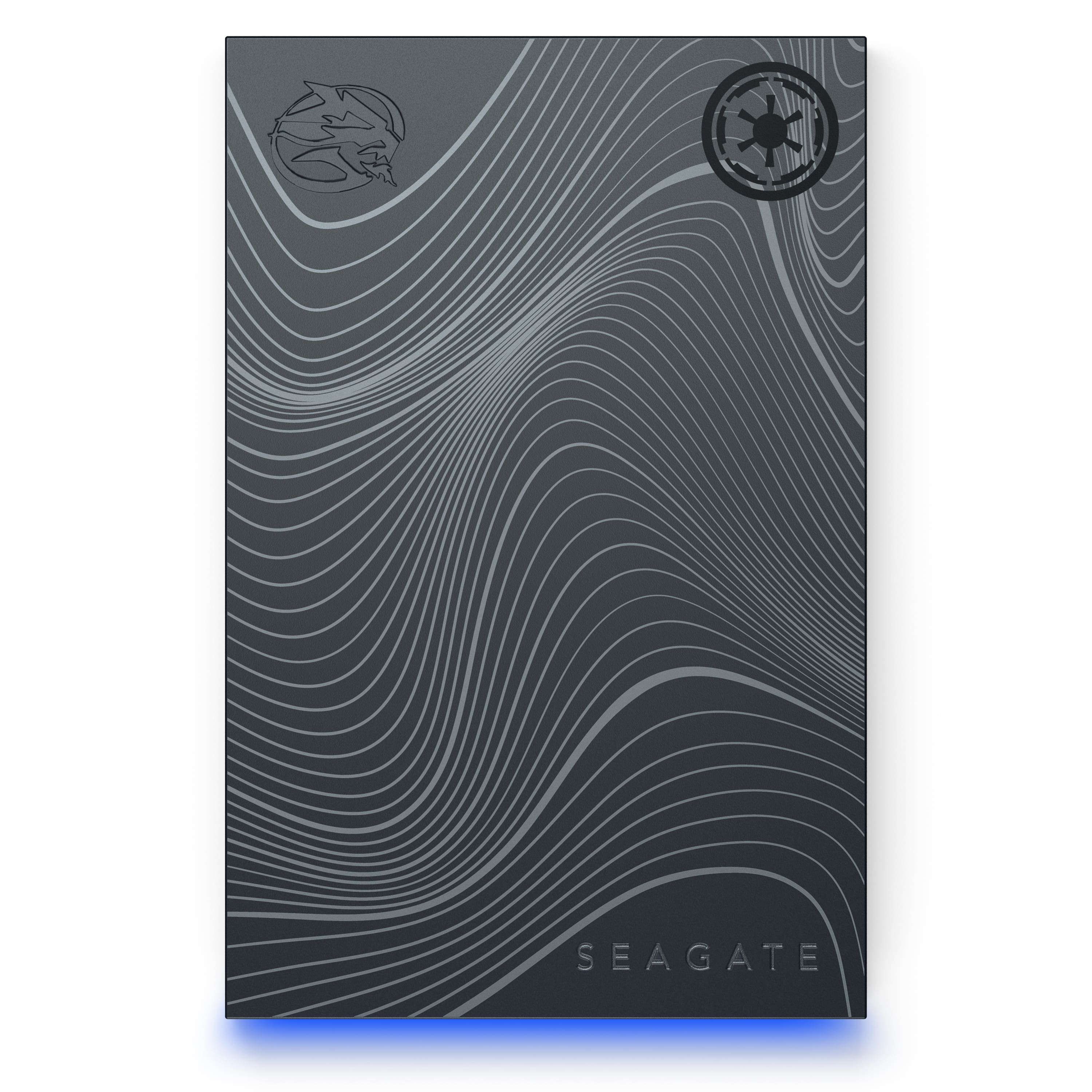 Front. Seagate - Star Wars SE Beskar Ingot Drive FireCuda 2TB External USB 3.2 Gen 1 Hard Drive with RGB LED Lighting - Gray.