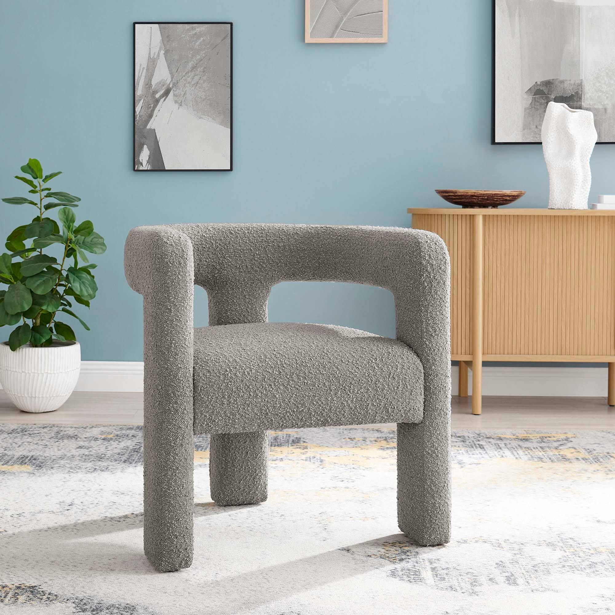 Alt View 4. Modway - Kayla Boucle Upholstered Armchair by Modway - Gray.