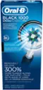 Oral-B BLACK 1000 CROSSACTION powered by BRAUN RECHARGEABLE TOOTHBRUSH BROSSE DENTS RECHARGEABLE 3D ACTION Perfectly angled to get deep in between teeth Removes / Dloge 300% MORE PLAQUE ALONG THE GUM LINE* / Plus de plaque le long de la marge gingivale* "VS. a regular manual toothbrush/* vs une brosse dents manuelle ordinaire HANDLE, CHARGER, BRUSH HEAD MANCHE, CHARGEUR, BROSSETTE