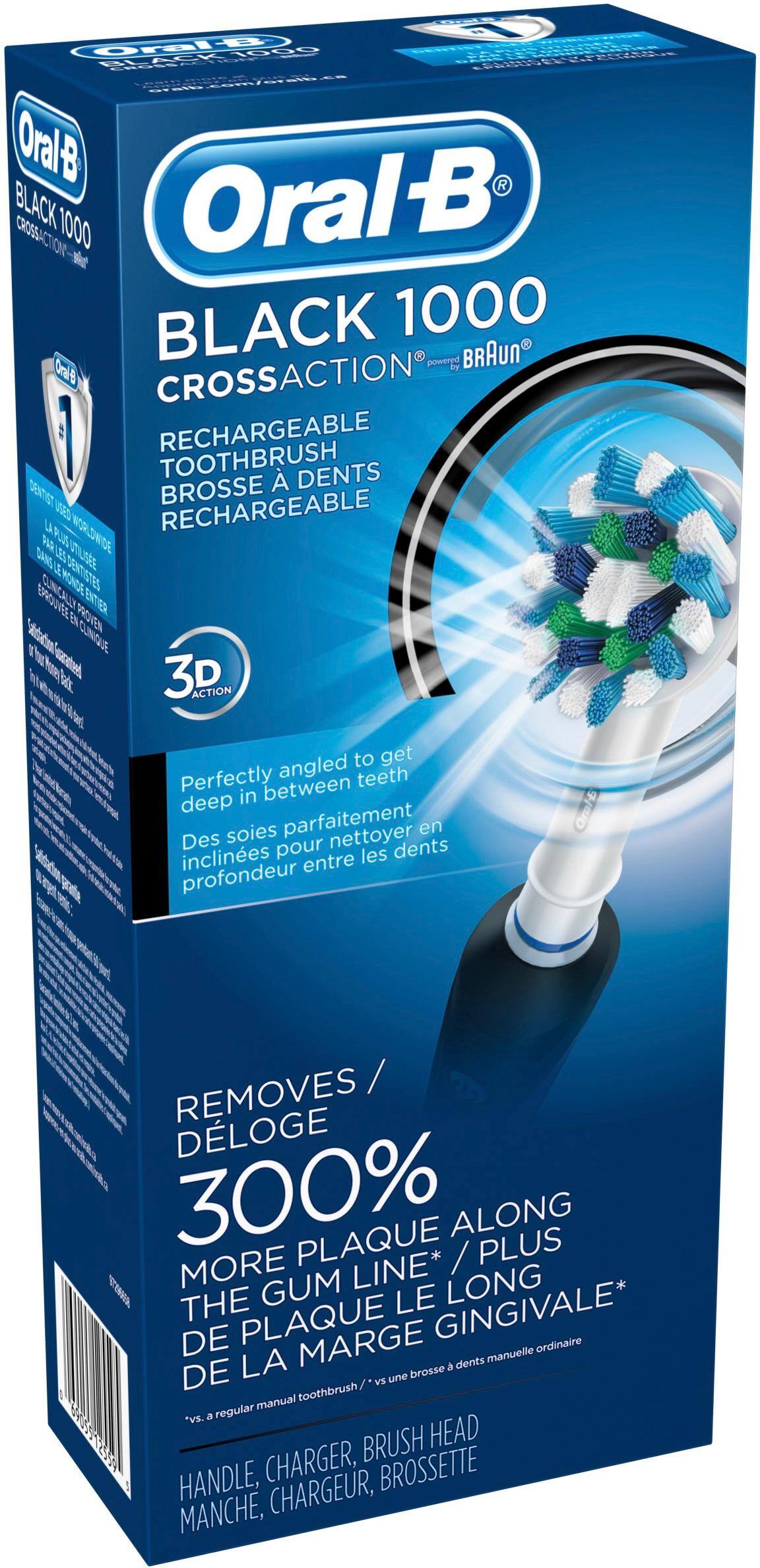 Oral B Black 1000 CrossAction Rechargeable Toothbrush.