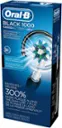 Oral B BLACK 1000 CROSSACTION powdered BRAUN RECHARGEABLE TOOTHBRUSH BROSSE 3D ACTION ROOTS Perfectly angled deep in to get between teeth Des soies inclines pour parfaitement profondeur entre nettoyer en les dents Omlt REMOVES DELOGE 300% MORE THE GUM PLAQUE ALONG DE LINE* / DE PLAQUE LA LE PLUS "vs a MARGE LONG regular manual toothbrush vs une brosse GINGIVALE* a dents HANDLE, manuelle ordinaire MANCHE, CHARGER, BRUSH CHARGEUR, HEAD BROSSETTE