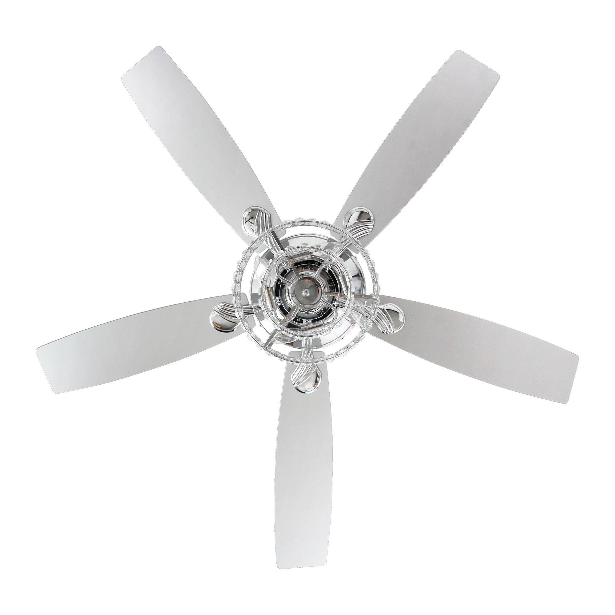 Alt View 7. Parrot Uncle - 52" Chrome Crystal Chandelier Ceiling Fan with Light and Remote Control - Chrome.