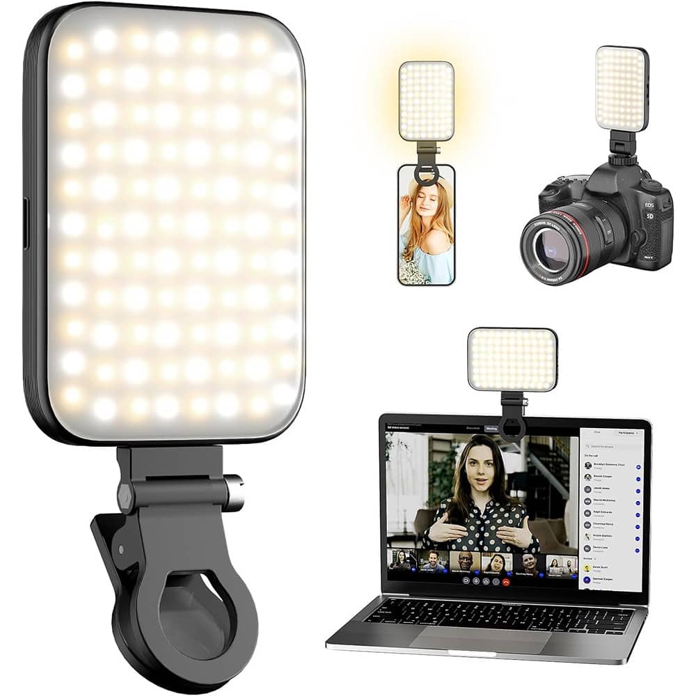 Schertz - Rechargeable Clip-On Phone Selfie Light, Portable LED with 3 Color Modes & 10 Brightness Levels, 3000mAh