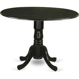 East West Furniture - Dublin 3 Piece Dining Room Furniture Set Includes a Round Kitchen Table with Dropleaf and 2 - Black