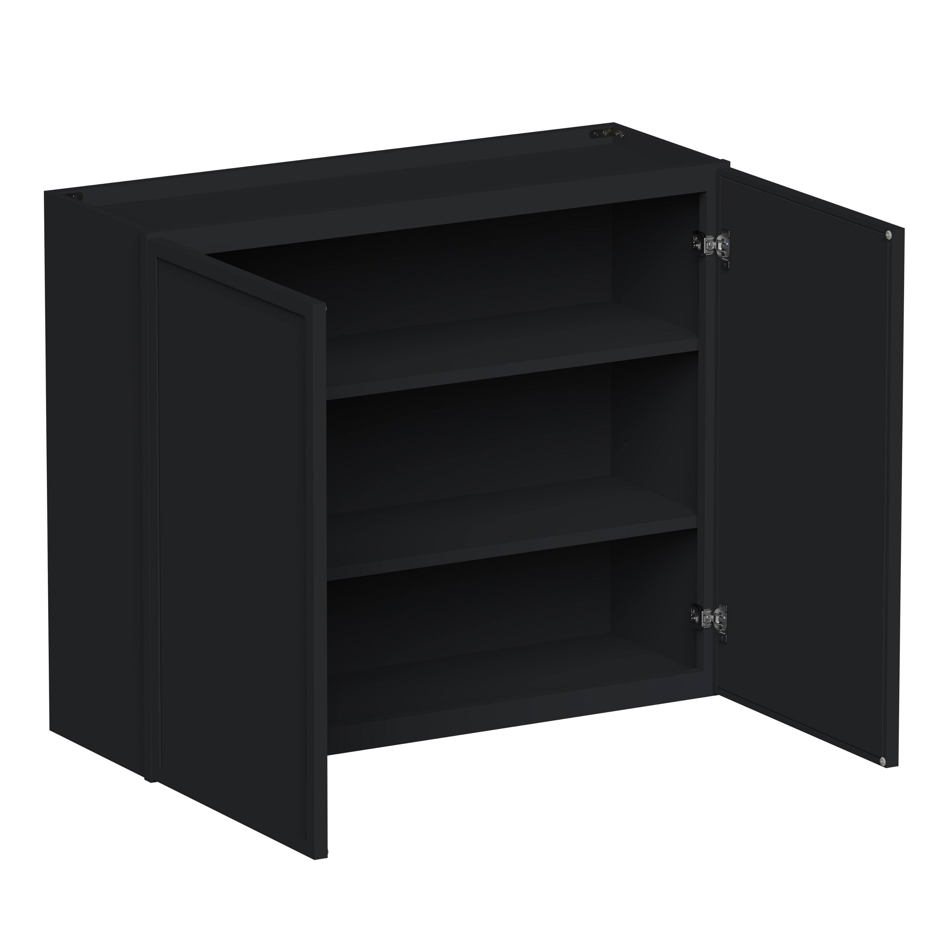 Angle. Boyel Living - 36-in W x 30-in H x 12-in D Shaker RTA Kitchen Wall Cabinet with Soft-Close - Black.