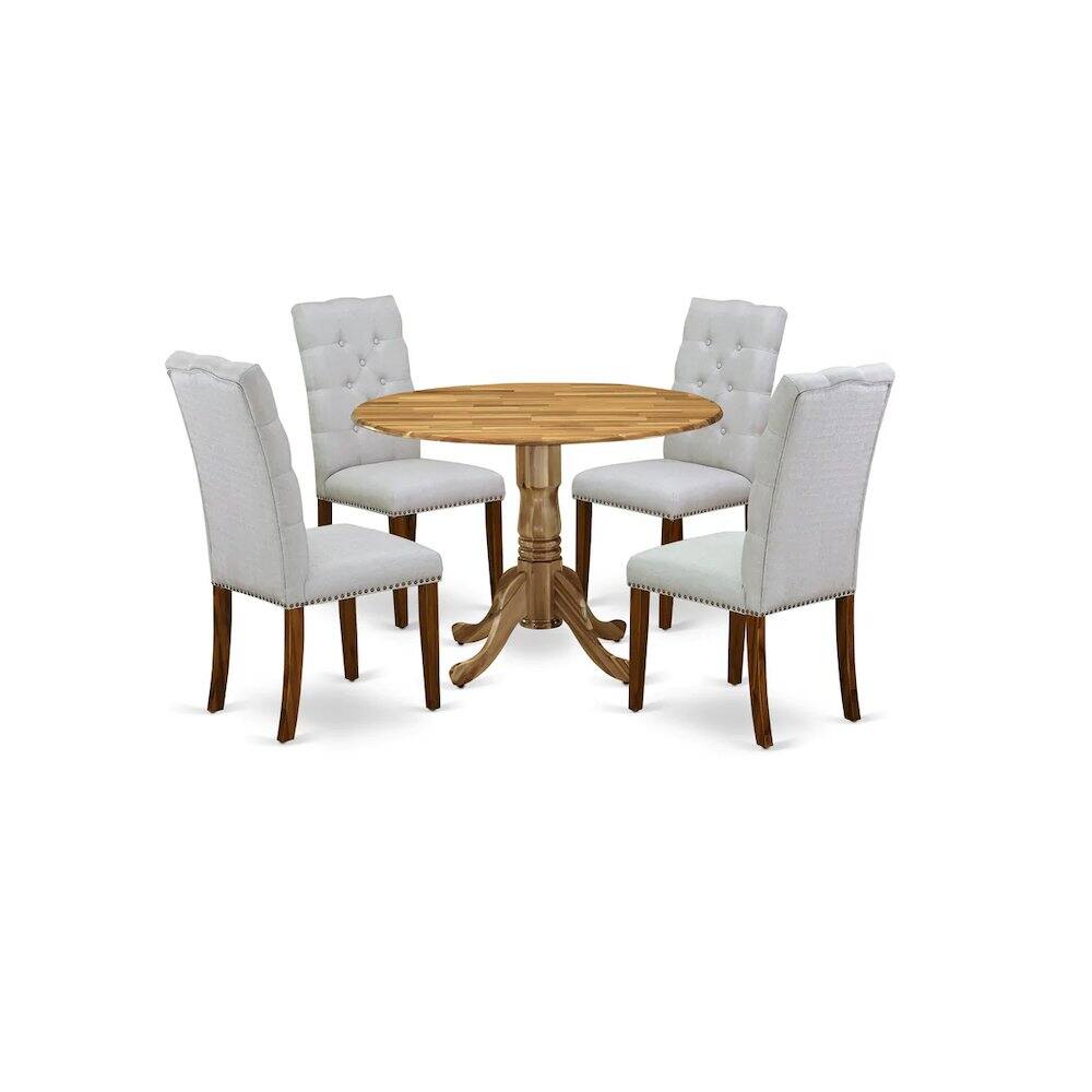 Angle. East West Furniture - Dining Room Set Natural - Brown.