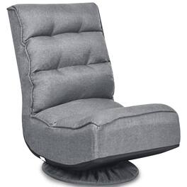 Costway - Gaming Chair Fabric 6-Position Folding Lazy Sofa 360 Degree Swivel - Gray