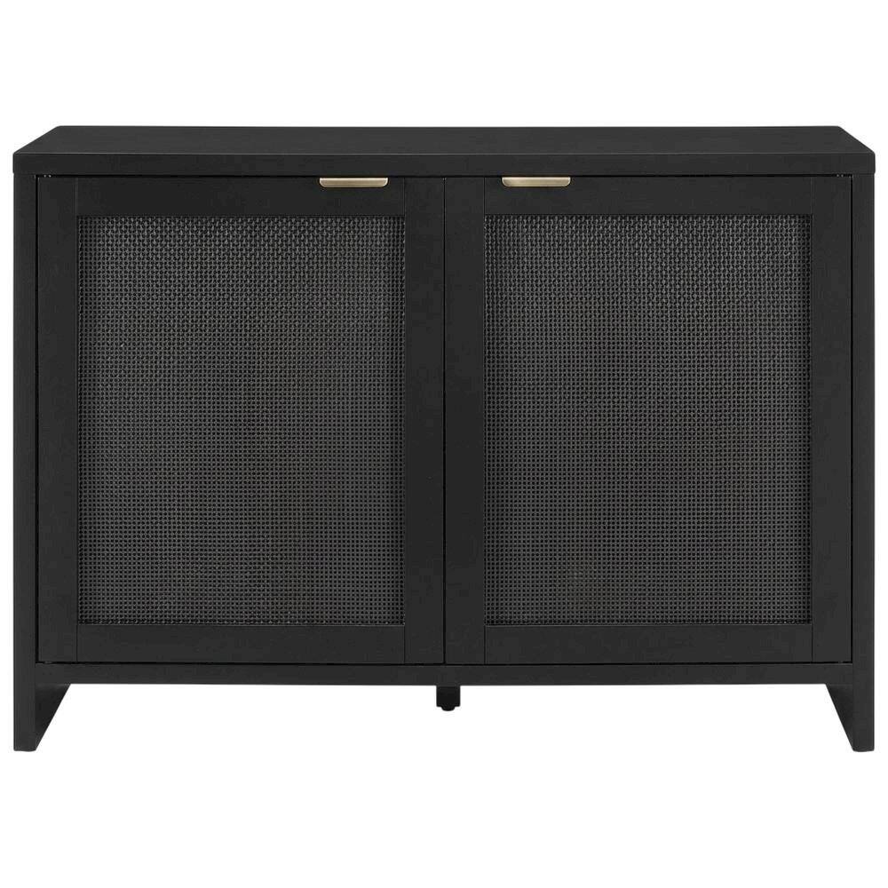 Angle. FurniFact - Vintage Style Record Player Cabinet with Vinyl Storage for Entertainment Centers - Black.