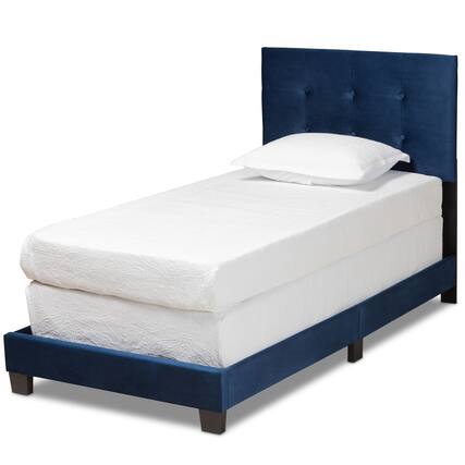 Front. Baxton Studio - Caprice Modern and Contemporary Glam Velvet Fabric Upholstered Panel Bed - Navy Blue/Black.
