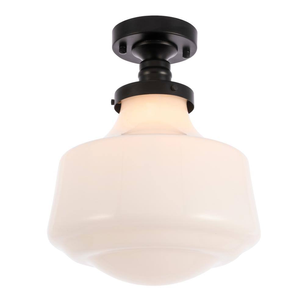 Alt View 6. Living District - Lyle 1 light Black and frosted white glass Flush mount - Black And Frosted White Glass.