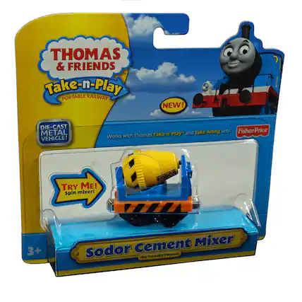 Thomas & Friends
Take-n-Play
Portable Railway
NEW!
Die-Cast Metal Vehicle!
Works with Thomas Take-n-Play and Take Along sets!
Fisher-Price
Try Me!
Spin Mixer!
Sodor Cement Mixer
For Portable Playsets
3+