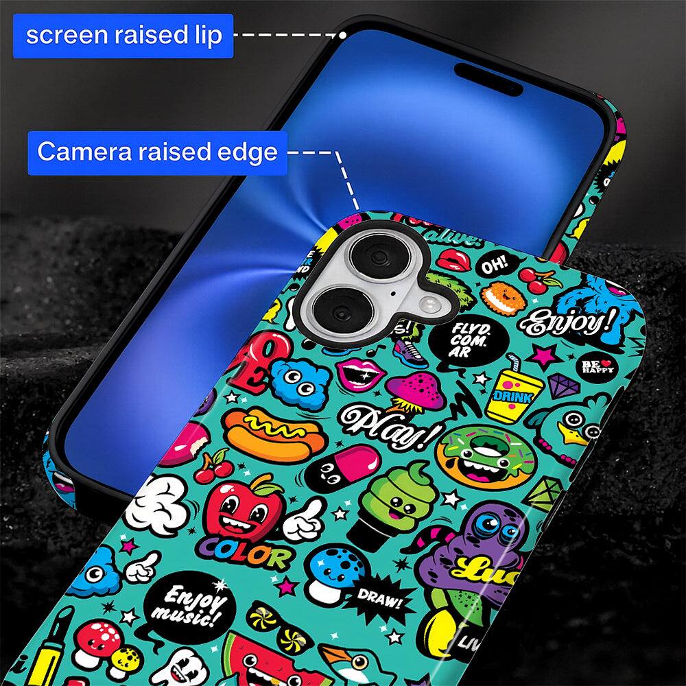 screen raised lip  
Camera raised edge  

alives  
OH!  
FLYD  
COM  
AR  
BE  
DRINK  
HAPPY  
Play!  
COLOR  
music!  
Enjoy,  
DRAW!  
Lus  
LIV