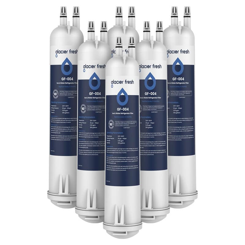 Glacier Fresh
GF-004
Ice & Water Refrigerator Filter
Replace every 6 months
NSF
Certified
NSF/ANSI 42
NSF/ANSI 53
NSF/ANSI 401
Filtering Parameters
200 gallons
32°F - 100°F
100 psi
Certified to reduce:
Chlorine Taste & Odor
Cysts
Lead
Mercury
Volatile Organic Compounds (VOCs)
Pharmaceuticals & Personal Care Products (PPCPs)
Perfluorinated Chemicals (PFCs)
1,4-Dioxane
1,2,3,6,7,8-Hexachlorocyclohexane (HCH)
1,2,4,5-Tetrachlorobenzene (TeCB)
1,2,4,5-Tetrachlorobenzene (TeCB)
1,2,4,5-Tetrachlorobenzene (TeCB)
1,2,4,5-Tetrachlorobenzene (TeCB)
1,2,4,5-T