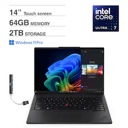 Lenovo - ThinkPad T14 Laptop 14.0 WUXGA Display (Ultra 7-255U, 64GB, 2TB SSD, Intel Graphics, Win 11 Pro) w/USB Hub - Black