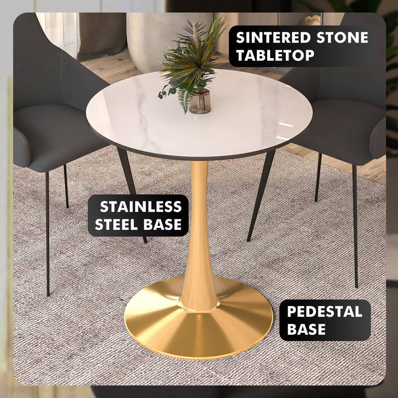 Sintered Stone Tabletop  
Stainless Steel Base  
Pedestal Base