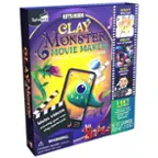 The text on the image is grouped and corrected as follows:

"SCULPT WITH CLAY KITS FOR KIDS Spice BOX CLAY CREATE MONSTER POP-UP SCENES MOVIE MAKER sets! Make your own pop-up film CLAY Sculpting Kit for Kids - 1 SET INCLUDES: STAGES, POP-UP PHONE STAND, GLAY TOOLS, AIR-DRY CLAY, AND Make characters! your own Claymation movie starring your favorite characters! WARNING: Small Parts. Not for children under 3 years. Net Wt. 0.36 g Net 12 clay POIDS."