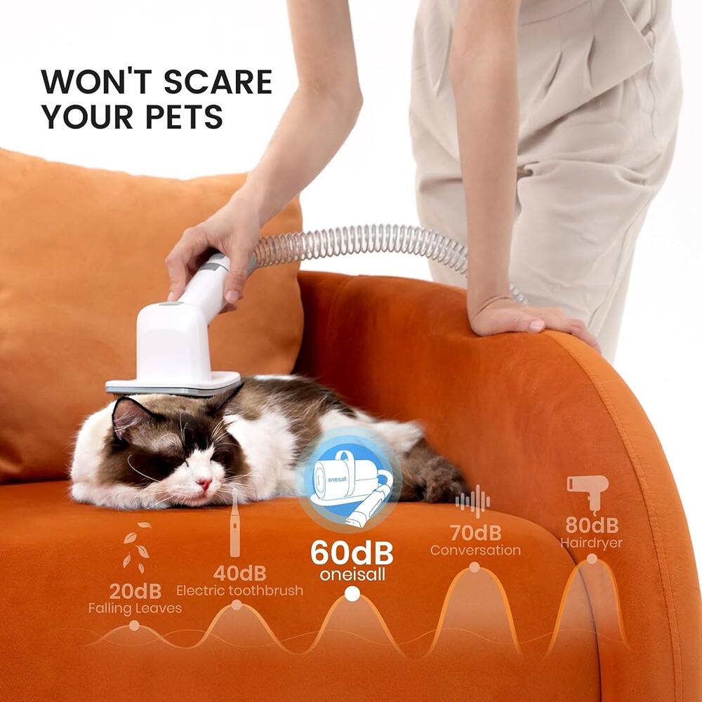 WON'T SCARE YOUR PETS

60dB oneisall

20dB Falling Leaves

40dB Electric toothbrush

70dB Conversation

80dB Hairdryer
