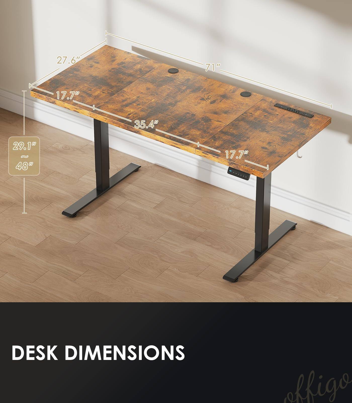 1 27.6" 71" 17.70 35.4" 29.10 R 48 17.7" DESK DIMENSIONS