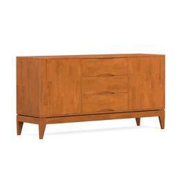 Simpli Home - Harper 60 inch Wide Solid Hardwood Mid-Century Sideboard Buffet - Teak Brown