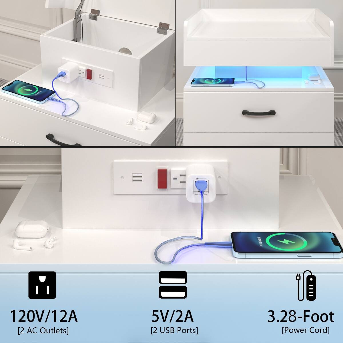 120V/12A [2 AC Outlets]  
5V/2A [2 USB Ports]  
3.28-Foot [Power Cord]