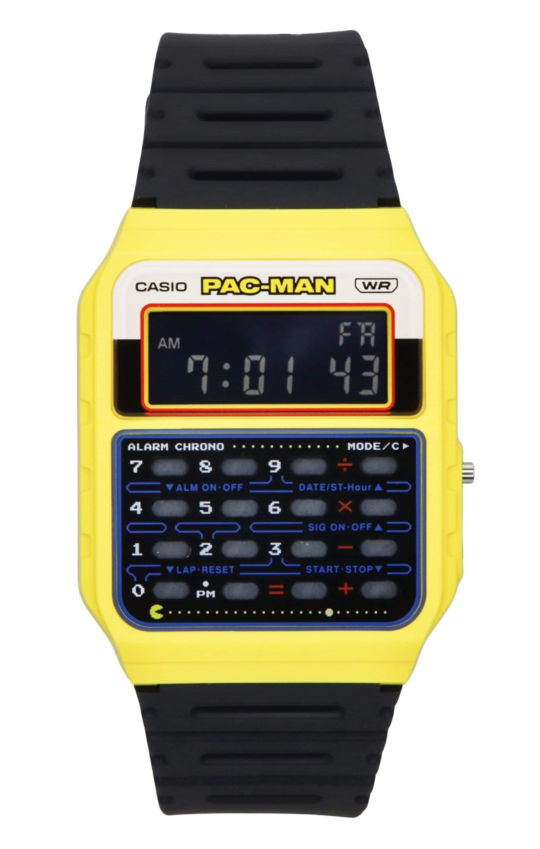 Casio - Digital PAC-MAN Collaboration Quartz CA-53WPC-1B Unisex Watch 8-Digit Calculator Alarm Chrono Bio-Based Resin Strap - Black/Yellow