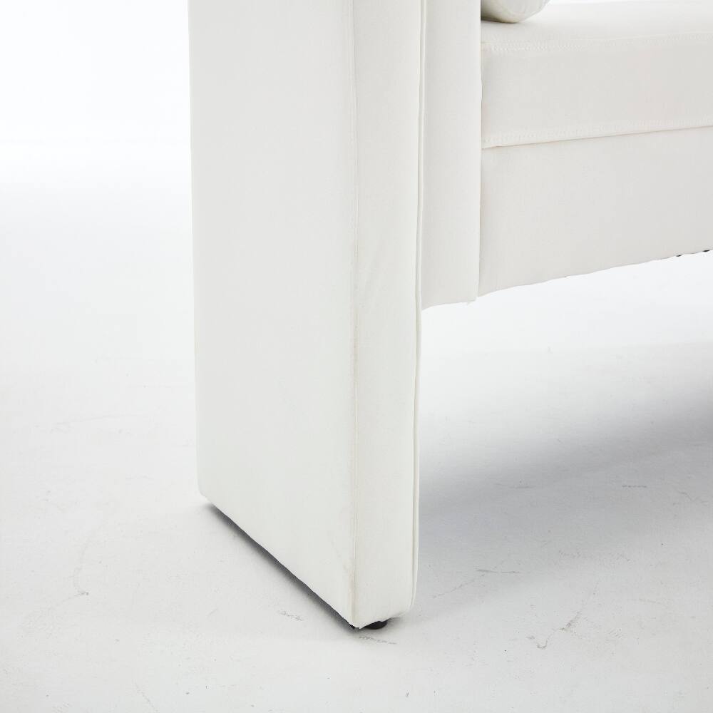 Angle. Ropilly - Ropilly 65-Inch White Velvet Storage Bench Extra Long Modern Minimalist Entryway Mudroom Seat End of Bed Bedroom Bench - White.