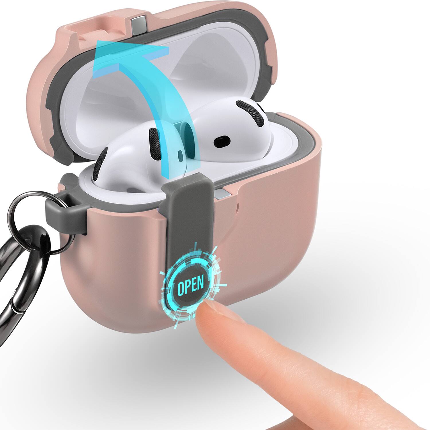 Angle. Vena - For Apple Airpods 4 Case Cover, Airpods Case 4 4th Generation Dual Layer Auto Open Lock Wireless Charging, Pink - Pink.