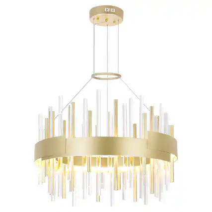 Front. CWI Lighting - Millipede 20 in LED Satin Gold Chandelier - Satin Gold.