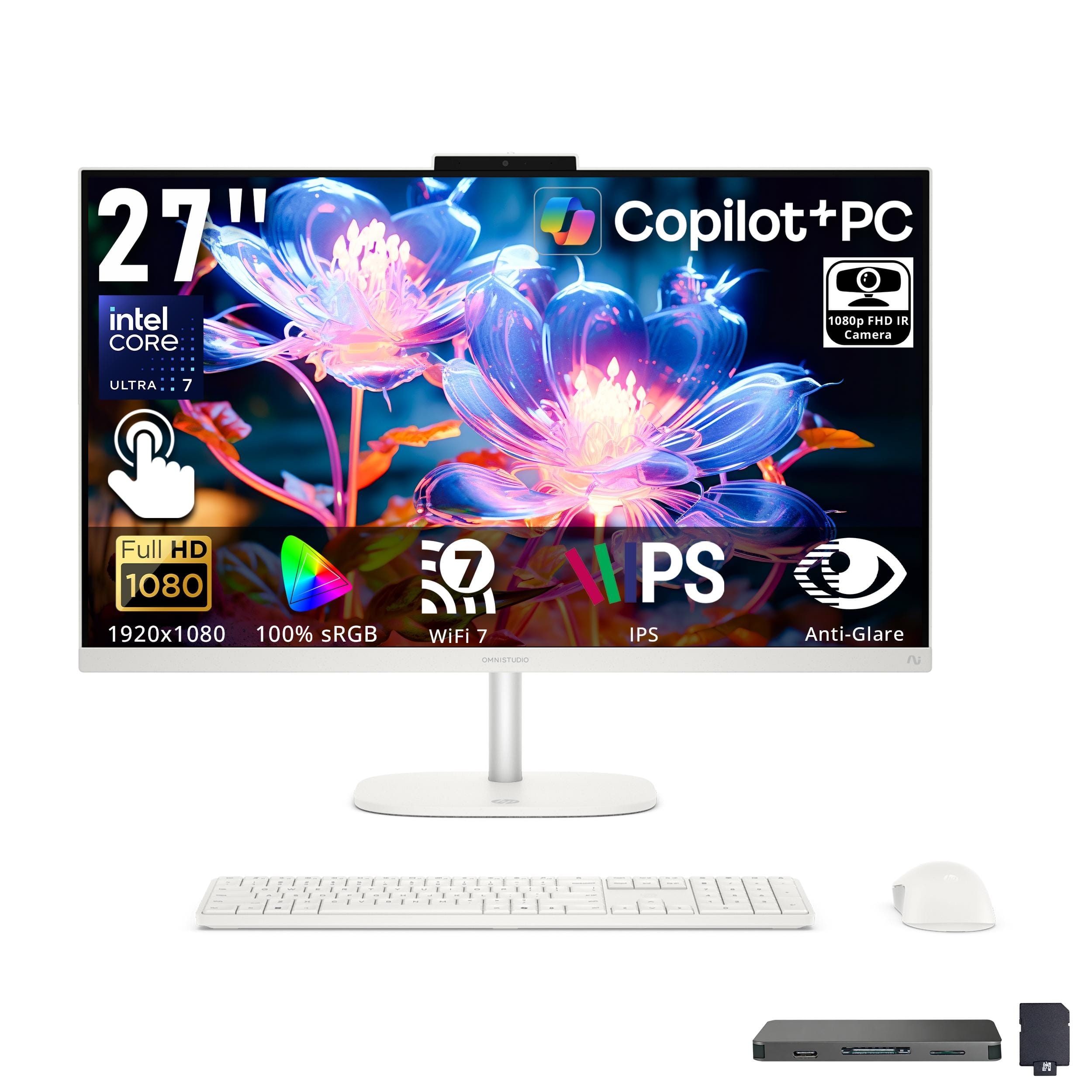 27" Intel Core Ultra i7

Copilot+PC 1080p FHD IR Camera

Full HD 1080 1920x1080 100% sRGB

WiFi 7

IPS Anti-Glare

OMNISTUDIO