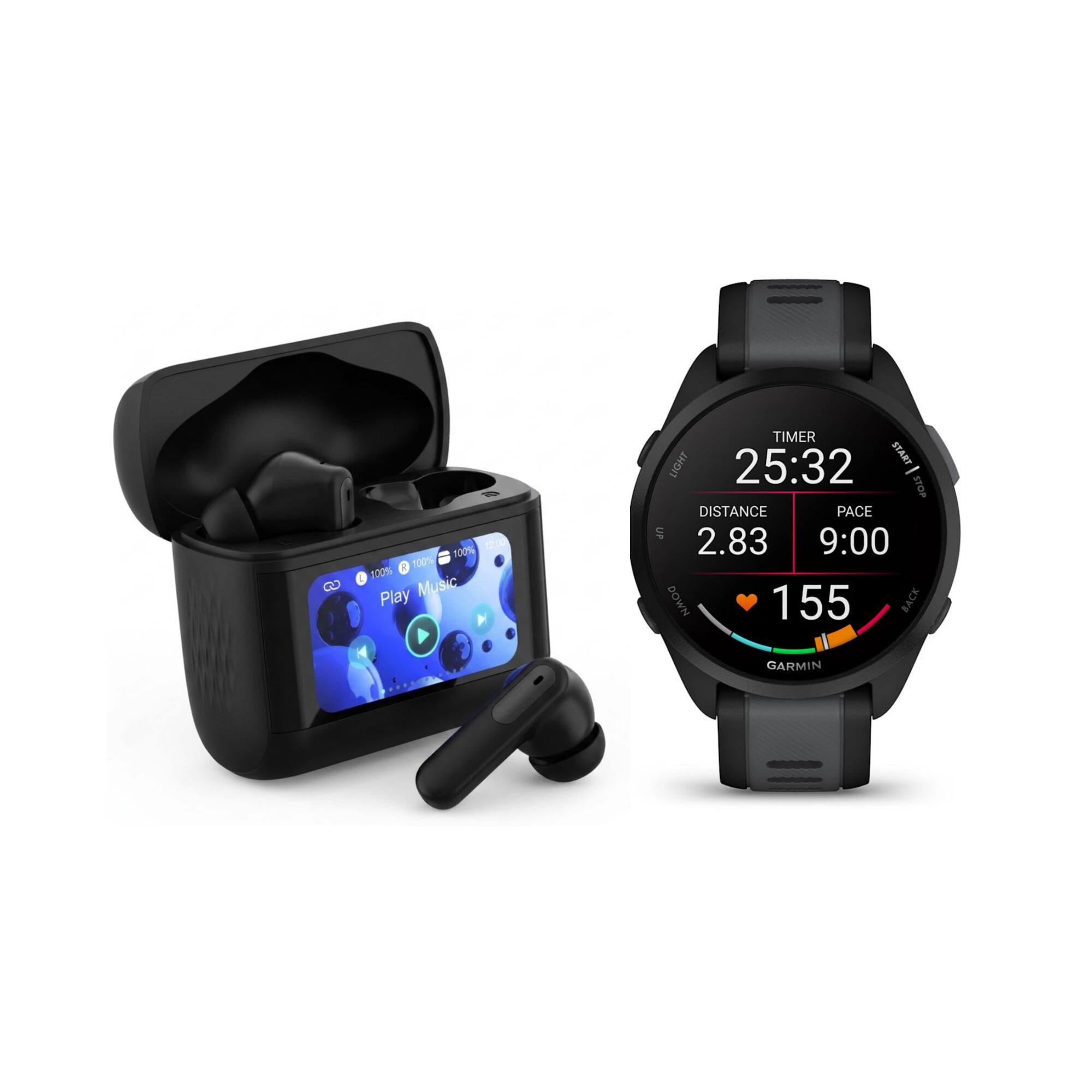 100% 12.00 R 100% L 100% Play Music

TIMER LIGHT 25:32 START - STOP DISTANCE PACE UF 2.83 9:00 DOWN 155 BACK

GARMIN
