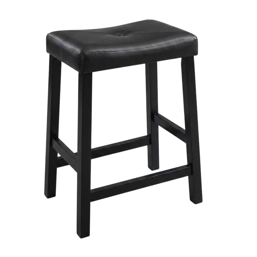 Crosley Furniture - Upholstered Saddle Seat 2Pc Counter Height Bar Stool Set - 2 Stools - Black