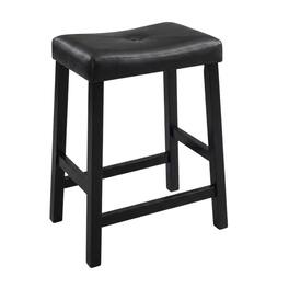 Crosley Furniture - Upholstered Saddle Seat 2Pc Counter Height Bar Stool Set - 2 Stools - Black