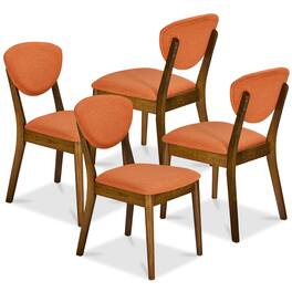 Best Choice Products - Set of 4 Wooden Dining Chairs, Wood Modern Farmhouse Upholstered Chairs - Walnut/Burnt Orange