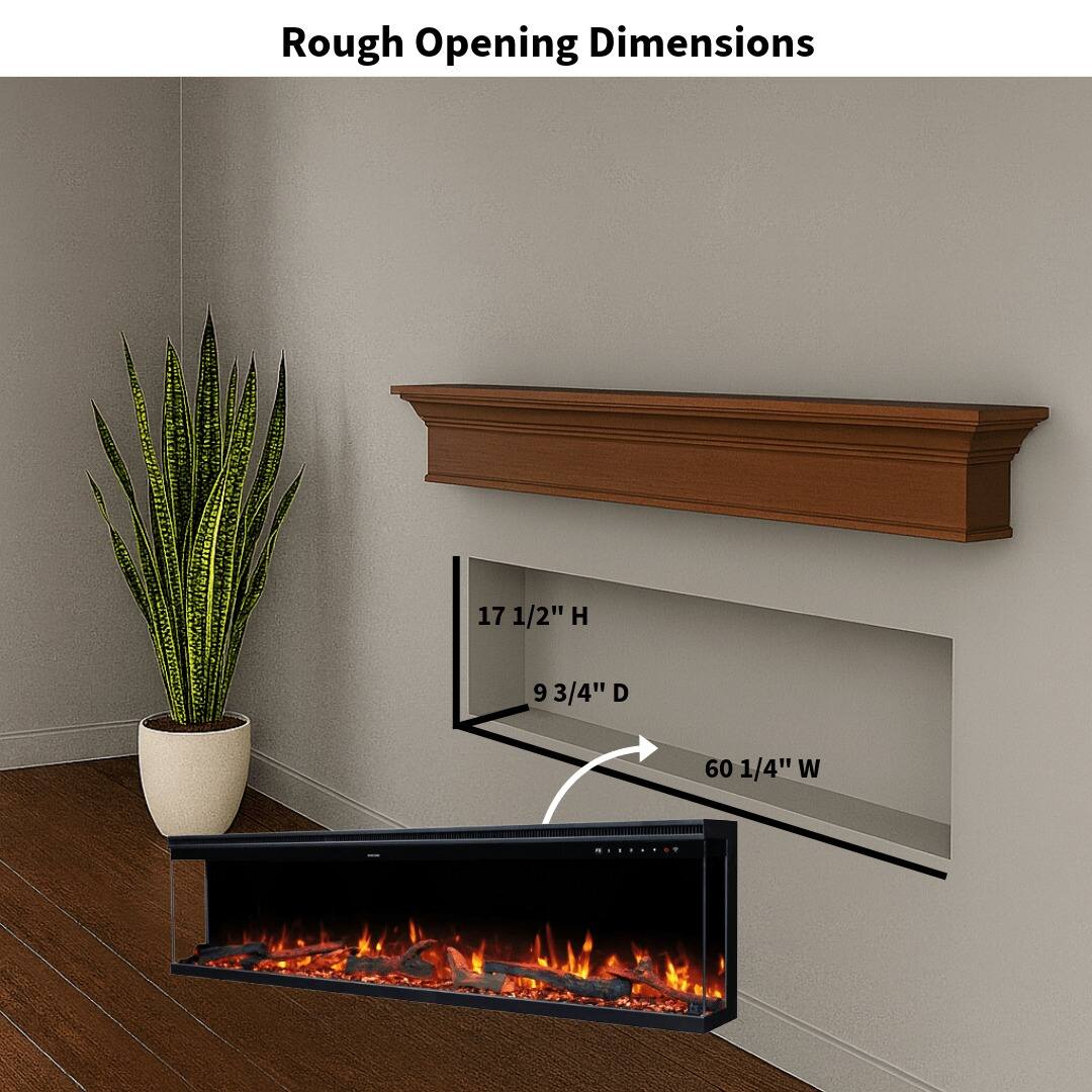 Rough Opening Dimensions: 17 1/2" H x 9 3/4" D x 60 1/4" W