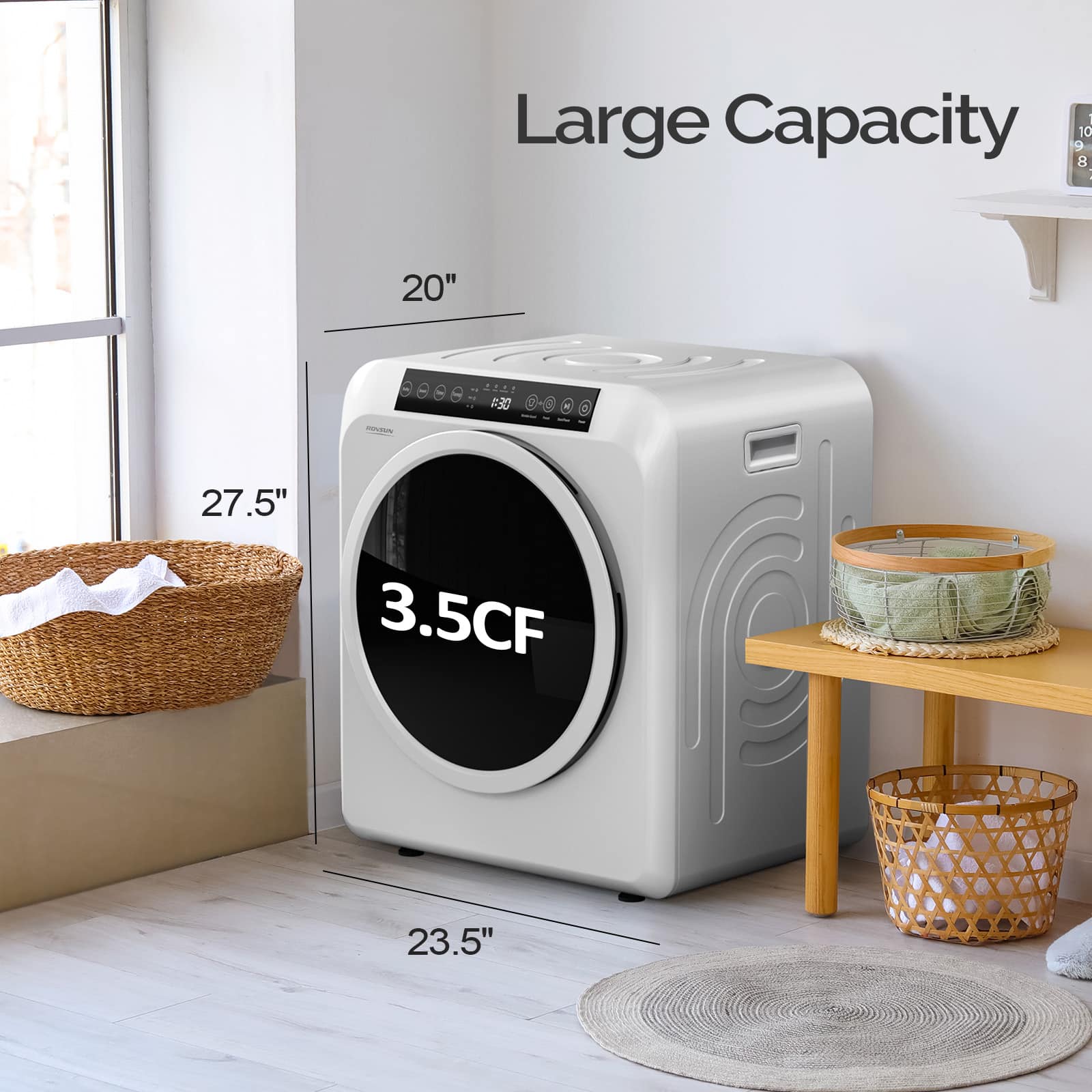 13.2LB Portable Clothes Dryer, 3.5 Cu.Ft High End Front Load