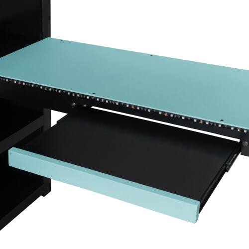 Alt View 1. Anysun - Full Size Gaming Loft Bed with Desk & RGB Lights - Pro-Gamer Bed with Power Outlet, Bookshelf, Pegboard & Storage Drawer - Blue.