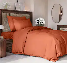 CGK Linens - Luxury Soft Premium Duvet Cover Set - Zipper Closure & Matching Pillow Shams - Twin - Terracotta