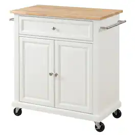 Crosley Furniture - Compact Wood Top Kitchen Cart - White