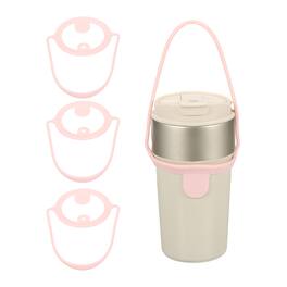 Unique Bargains - 3pcs Silicone Coffee Cup Carrier with Straw Ring Reusable Drink Holder for Travel & Takeout - Pink