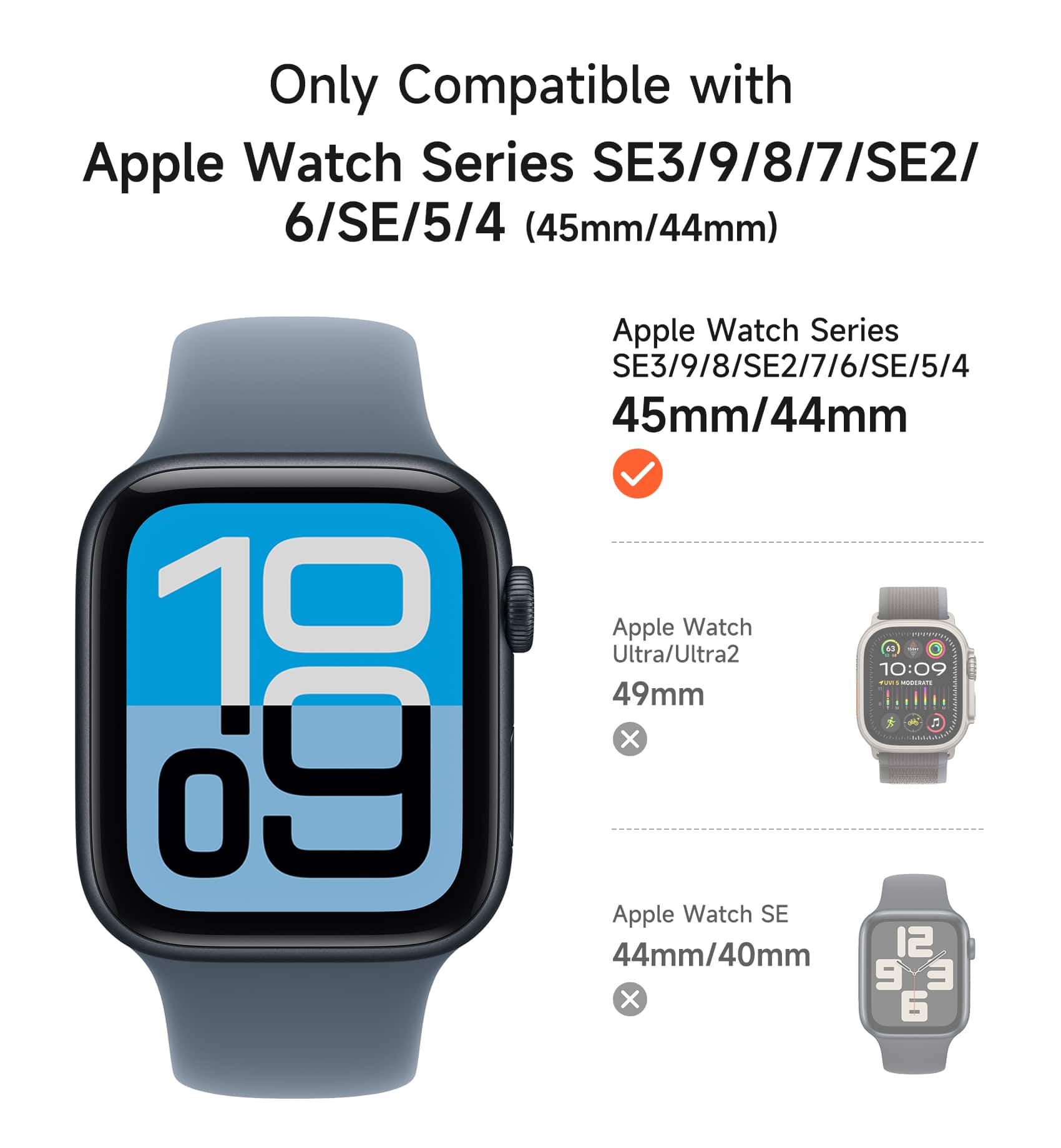 SURITCH Sport Watch Band for Apple Watch Series 9/8/7/6/5/4 44