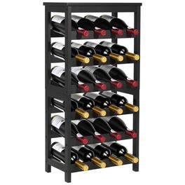 VEVOR - 24 Bottle Detachable Wine Rack, 6-Tier Wine Bottle Holder, Bamboo Wood Freestanding Floor Display Wine Storage Shelves - Black